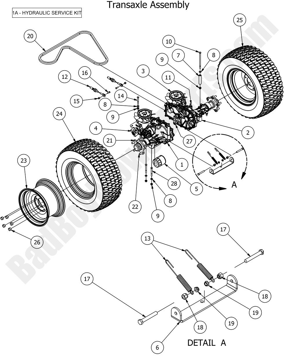 2016 Compact Outlaw|Transaxle Assembly Diagram|Bad Boy Mower Parts